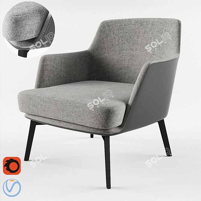  Contemporary Cullen Lounge Chair 3D model image 1