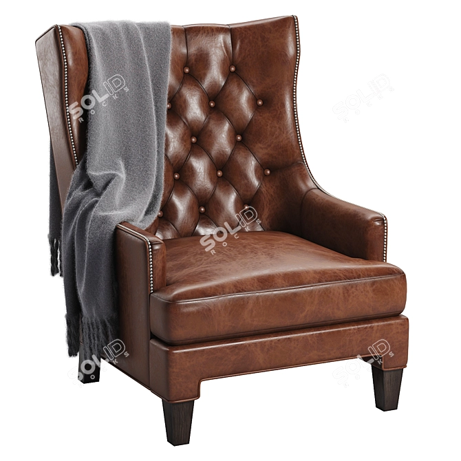 Title: Maximus Leather Wingback Chair 3D model image 1