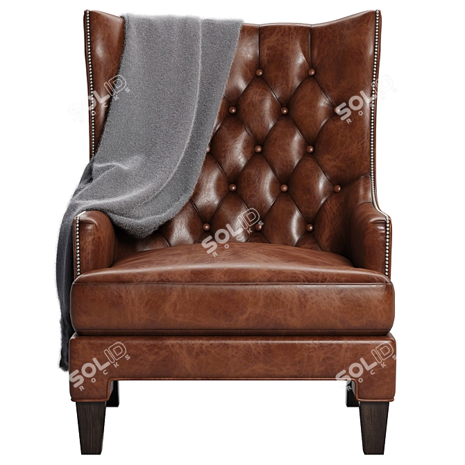 Title: Maximus Leather Wingback Chair 3D model image 2