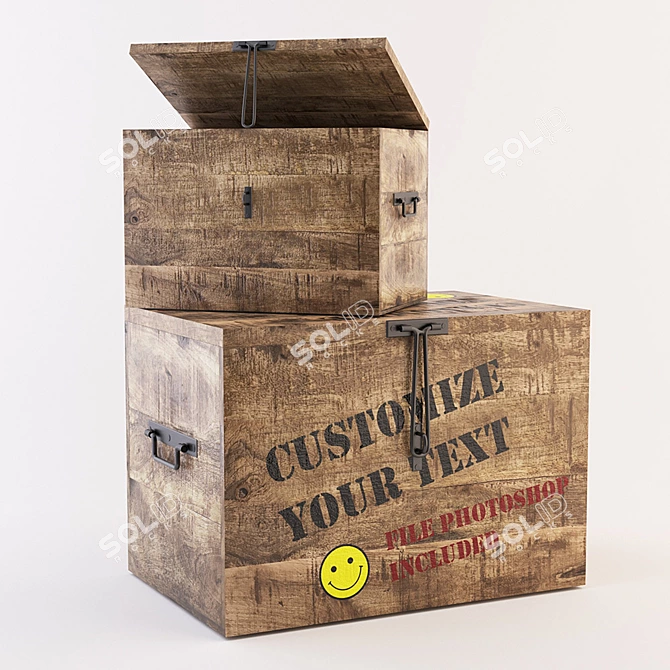 Customizable Wood Storage Box 3D model image 1