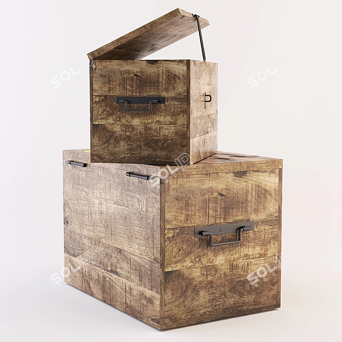 Customizable Wood Storage Box 3D model image 2