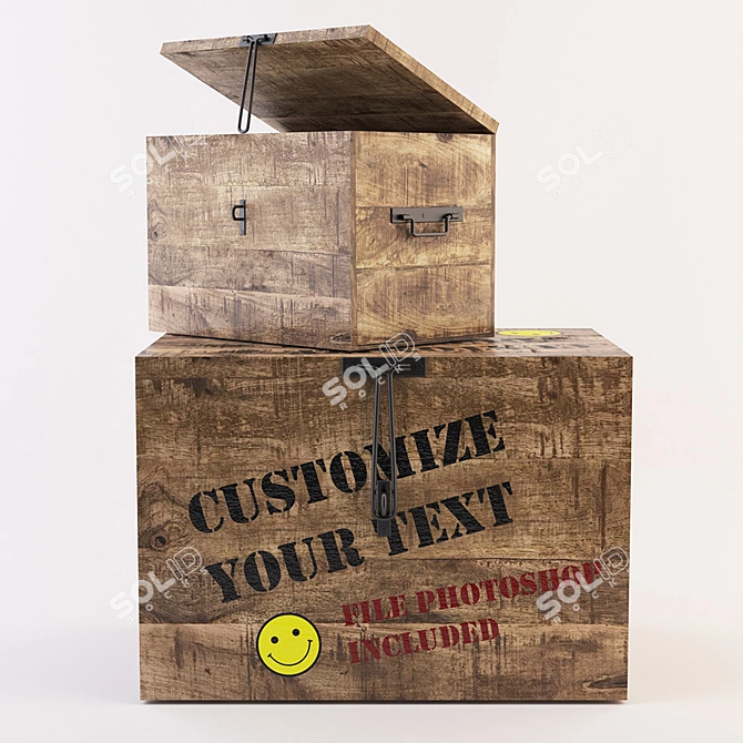 Customizable Wood Storage Box 3D model image 3