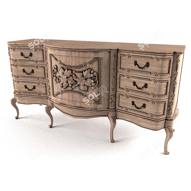 Classic Designer Chest of Drawers 3D model image 1