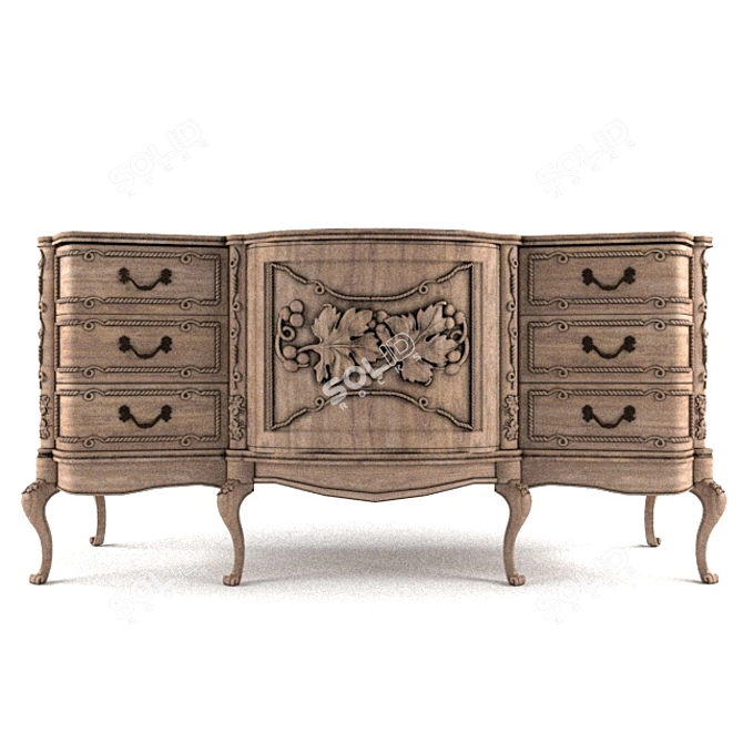 Classic Designer Chest of Drawers 3D model image 2