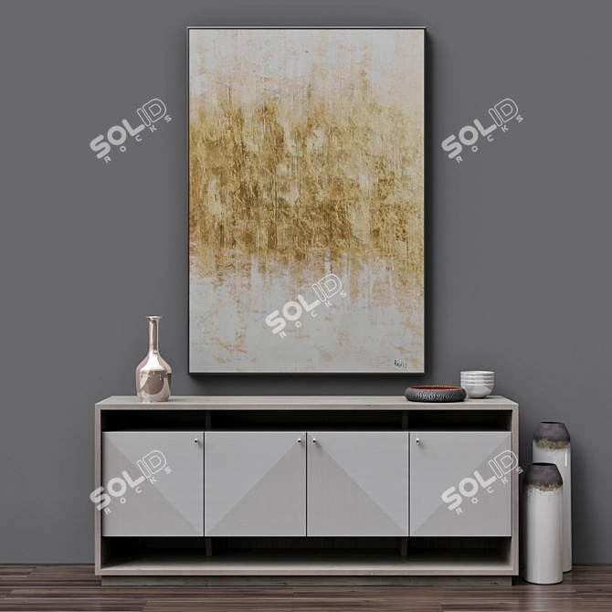 Axiom Console & Bevis Golden Mist Wall Art 3D model image 1