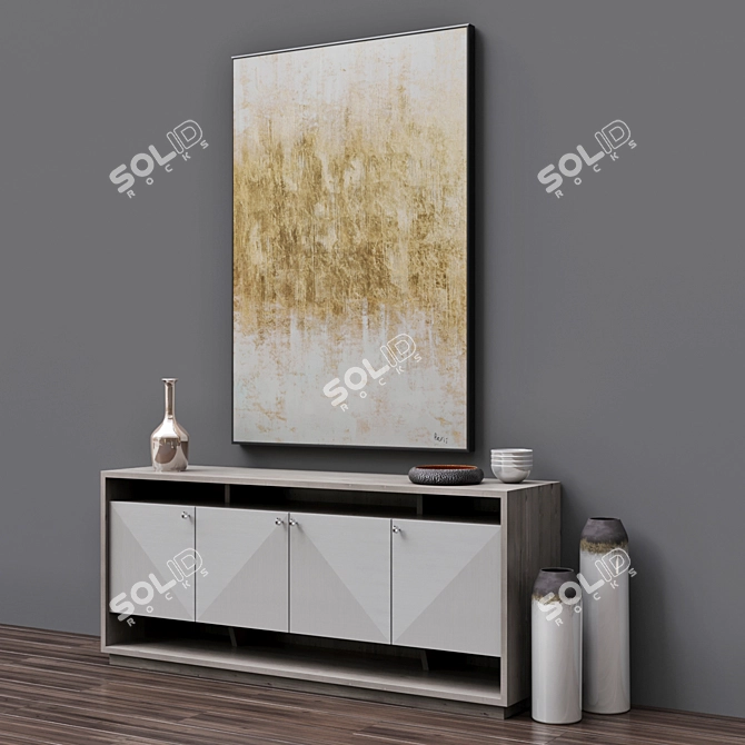 Axiom Console & Bevis Golden Mist Wall Art 3D model image 2