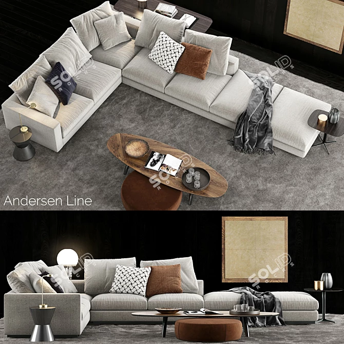 Minotti Andersen Line Sofa: Premium Comfort and Style 3D model image 1