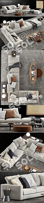 Minotti Andersen Line Sofa: Premium Comfort and Style 3D model image 2