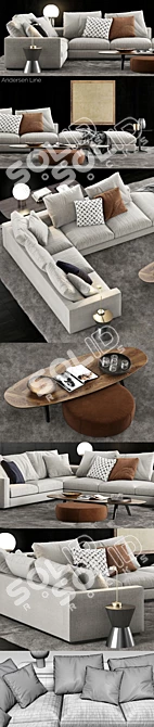 Minotti Andersen Line Sofa: Premium Comfort and Style 3D model image 3