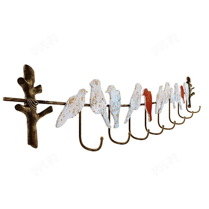 Whimsical Bird Coat Rack 3D model image 1