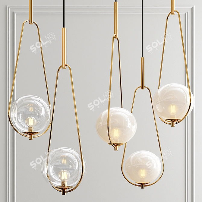 Elegant Brass Loop Pendant 3D model image 1