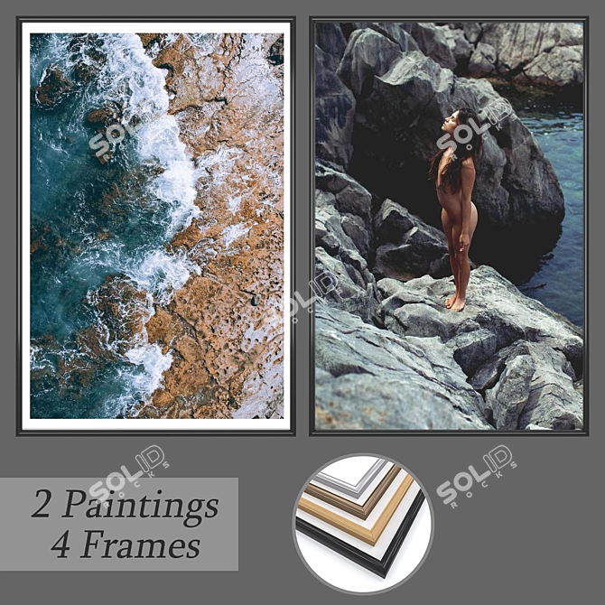 Modern Art Set: Paintings & Frames 3D model image 1