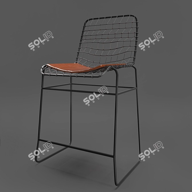 Modern Chrome Tig Bar Stool 3D model image 1