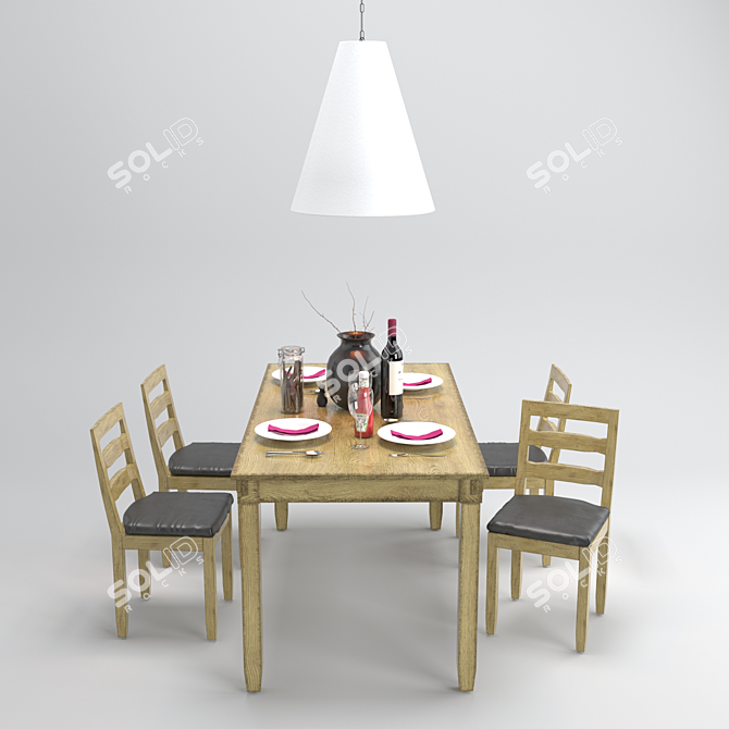 Elegant 2015 Dining Set 3D model image 1