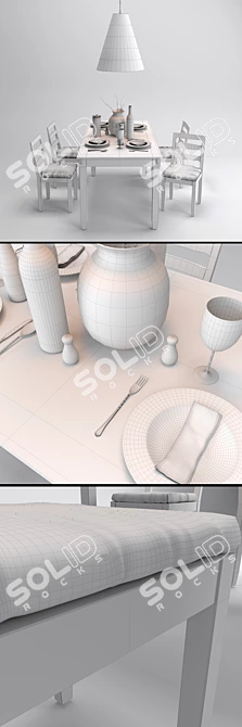 Elegant 2015 Dining Set 3D model image 3