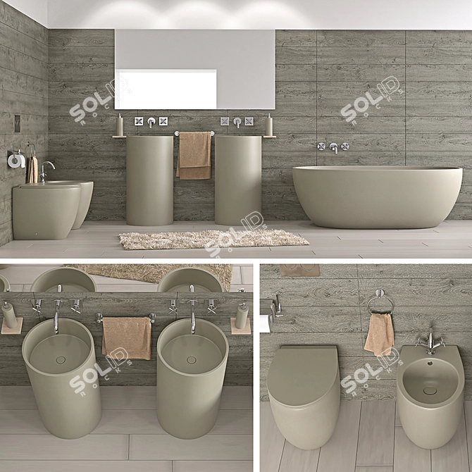 Esedra Bull Collection: Stylish & Spacious Bathroom 3D model image 1