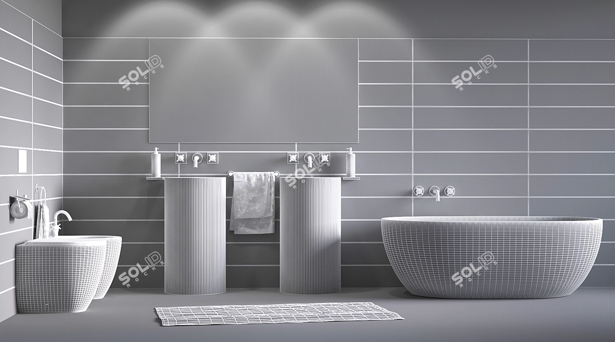 Esedra Bull Collection: Stylish & Spacious Bathroom 3D model image 3