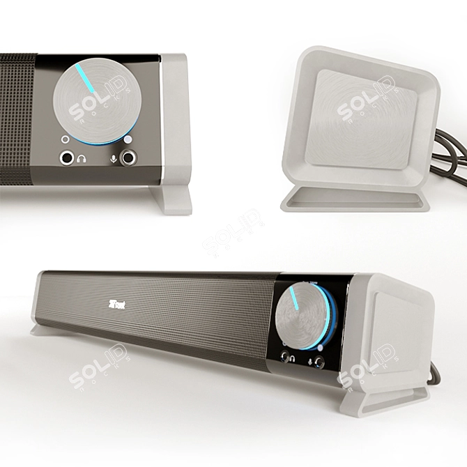 Asto Sound Bar: Powerful Compact PC Speaker 3D model image 1