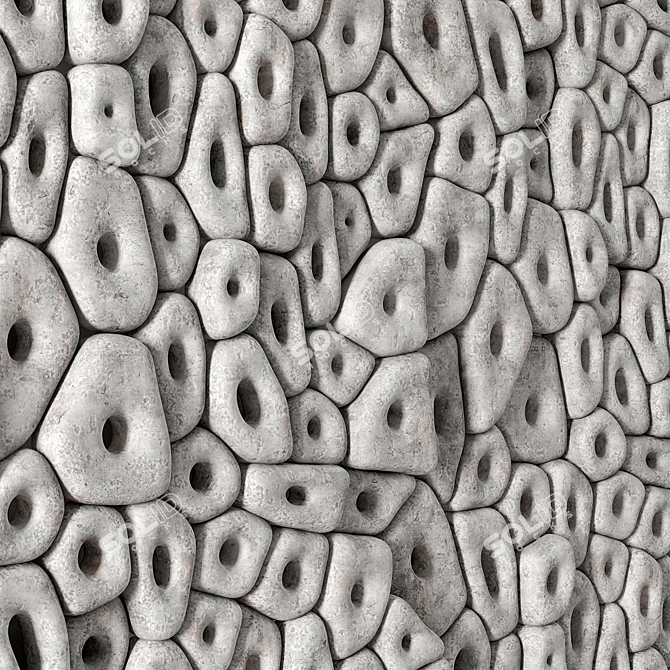 Holed Stone Panel: Versatile 3D Texture 3D model image 1