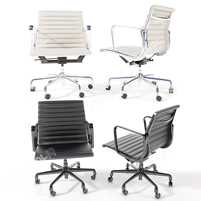 Sleek Eames Aluminum Management Chair 3D model image 3