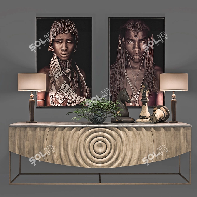 African-inspired Console Set 3D model image 1