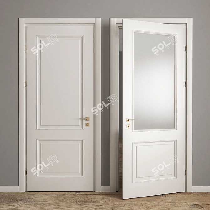 Cream Classic Interior Doors 3D model image 1