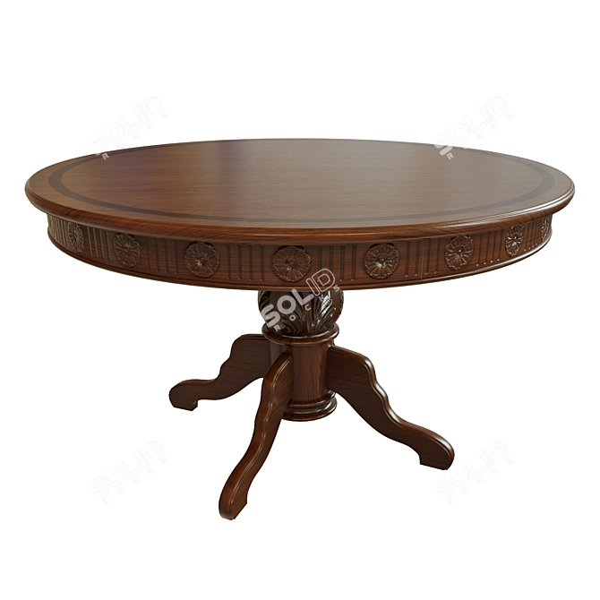 Elegant Threaded Dining Table 3D model image 1