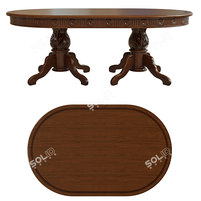 Elegant Threaded Dining Table 3D model image 2