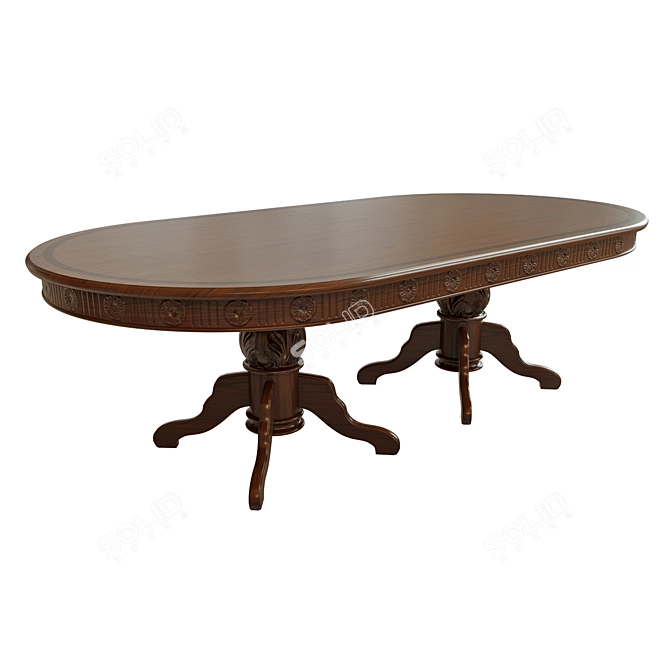  Elegant Threaded Dining Table 3D model image 1