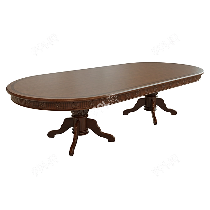 Elegant Threaded Dining Table 3D model image 1