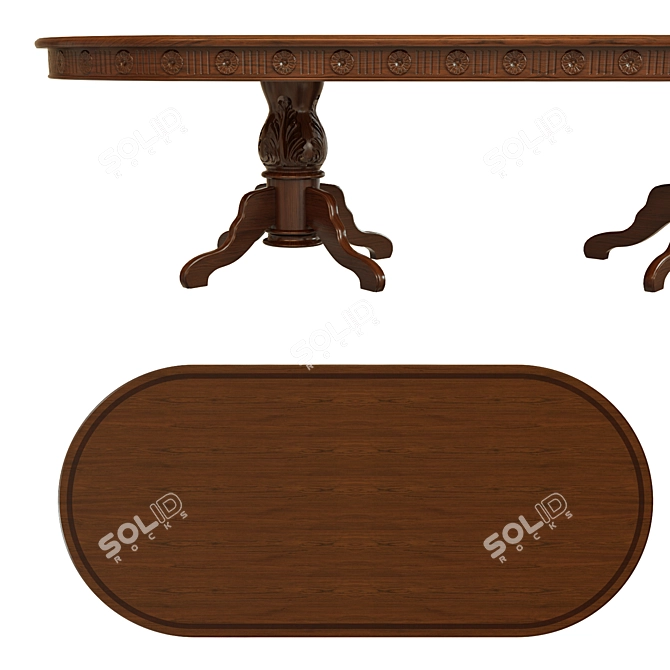 Elegant Threaded Dining Table 3D model image 2