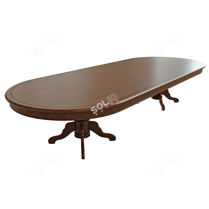 Elegant Threaded Dining Table 3D model image 1