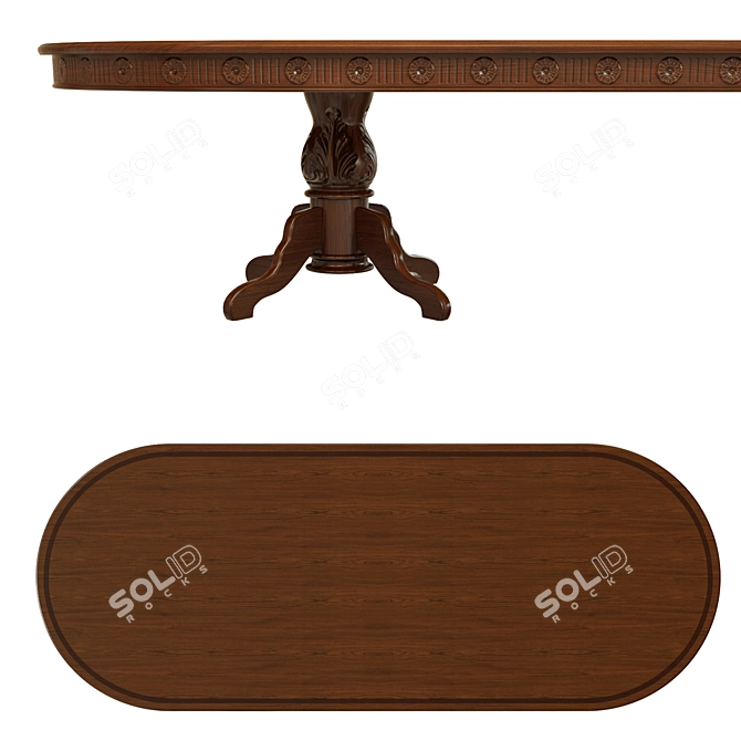 Elegant Threaded Dining Table 3D model image 2