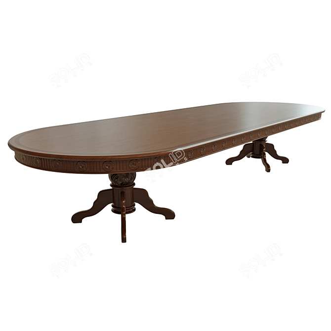 Elegant Threaded Dining Table 3D model image 1