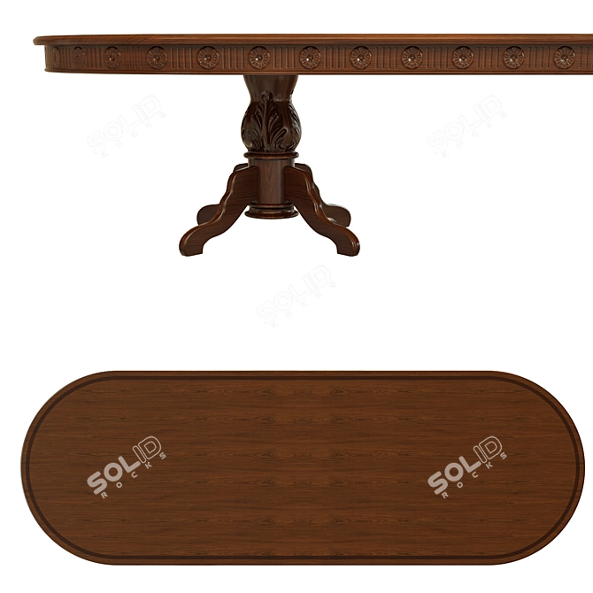 Elegant Threaded Dining Table 3D model image 2