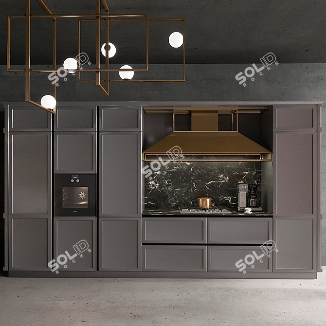 Snaidero Frame: Modern Kitchen + Gaggenau, Smeg & Technivorm 3D model image 2