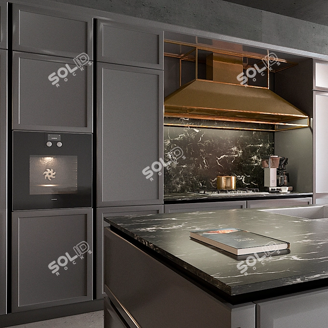 Snaidero Frame: Modern Kitchen + Gaggenau, Smeg & Technivorm 3D model image 3