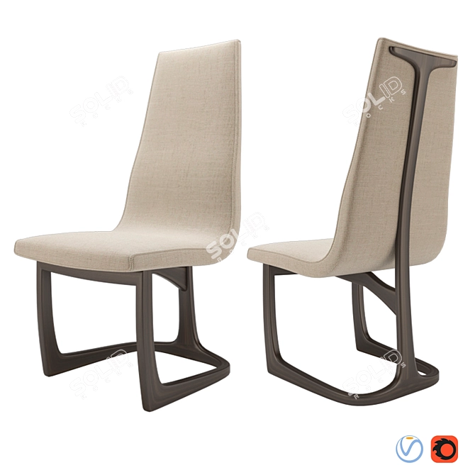 Vladimir Kagan Tee Back Chair: Sleek & Stylish Dining Seating 3D model image 1