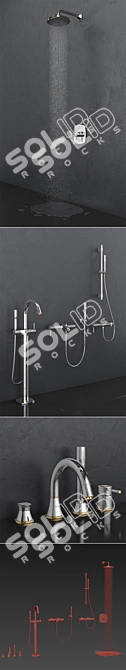 GROHE Grandera Gold Bath & Shower Set 3D model image 2