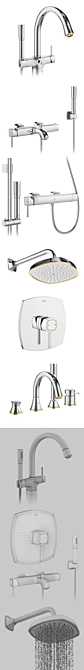 GROHE Grandera Gold Bath & Shower Set 3D model image 3