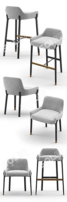 Stellar Blink Bar Stool: Modern Art Deco Design 3D model image 2