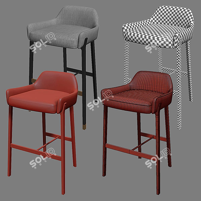 Stellar Blink Bar Stool: Modern Art Deco Design 3D model image 6