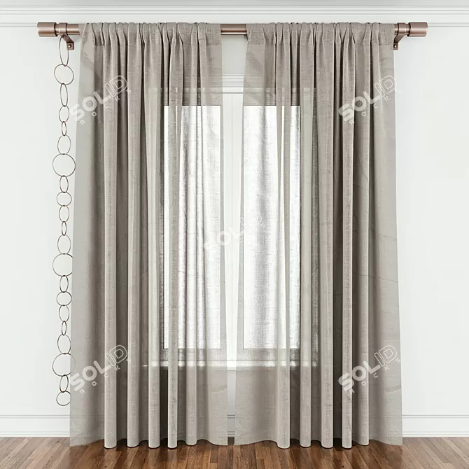 Elegant PBR Curtain Set 3D model image 1