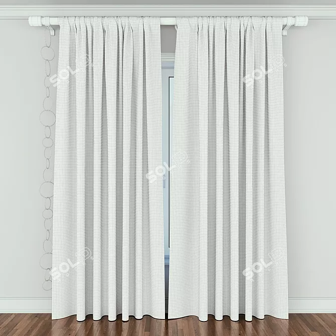 Elegant PBR Curtain Set 3D model image 3