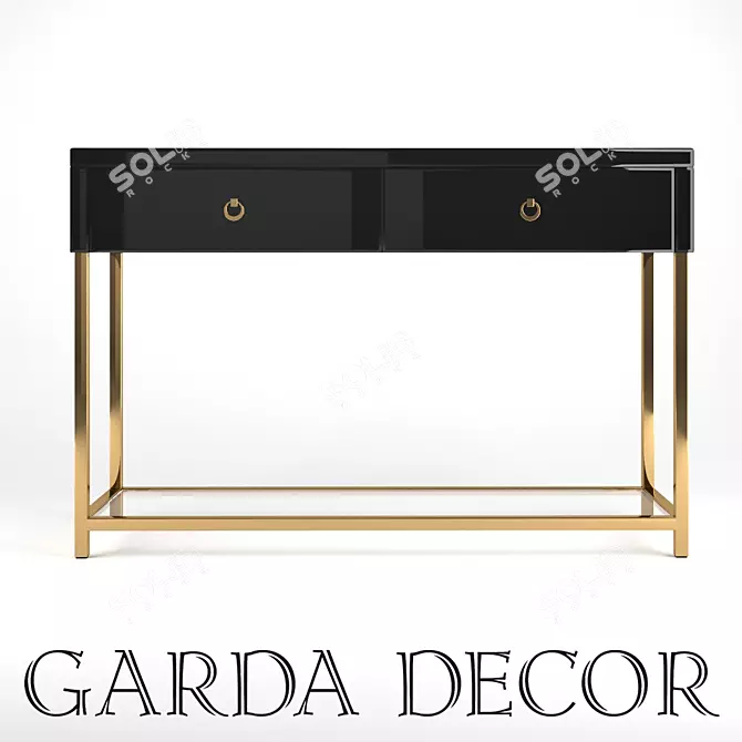 Glamorous Gold Metal Console 3D model image 1