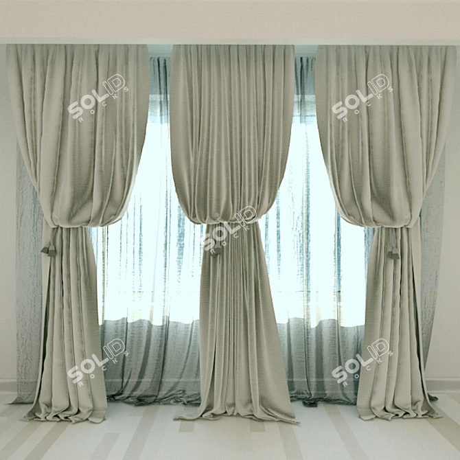 Elegant Curtain Collection 3D model image 1