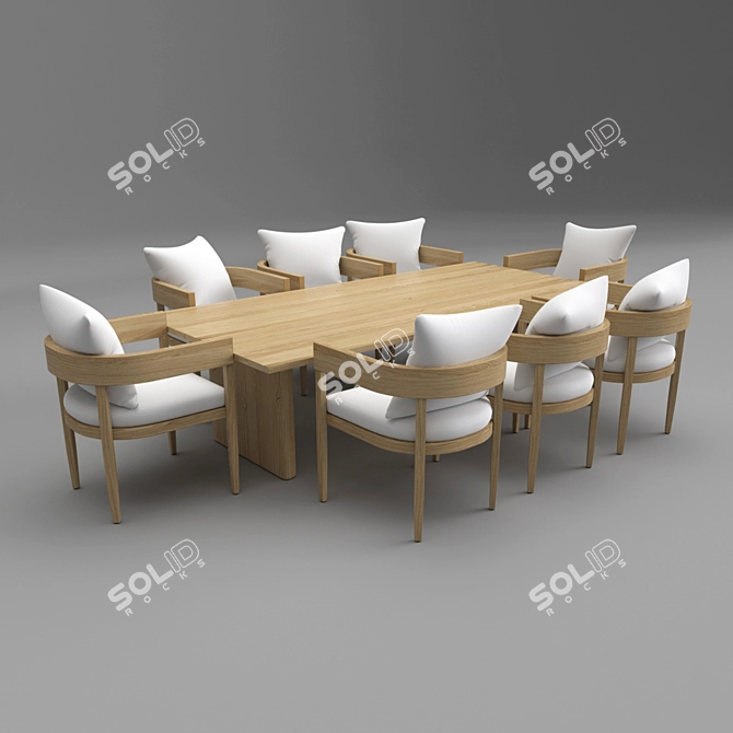 Elegant Teak Outdoor Set: Balmin 3D model image 1