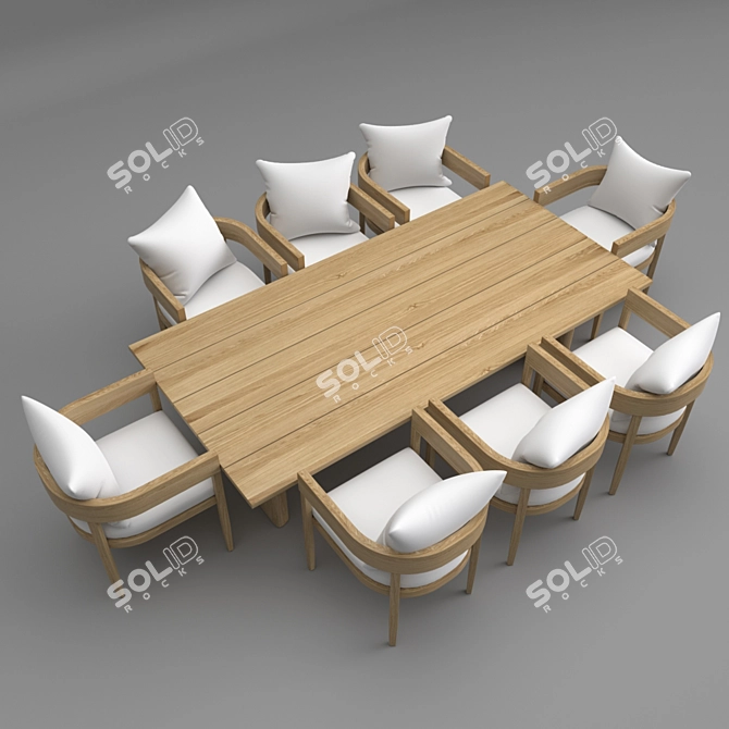 Elegant Teak Outdoor Set: Balmin 3D model image 2