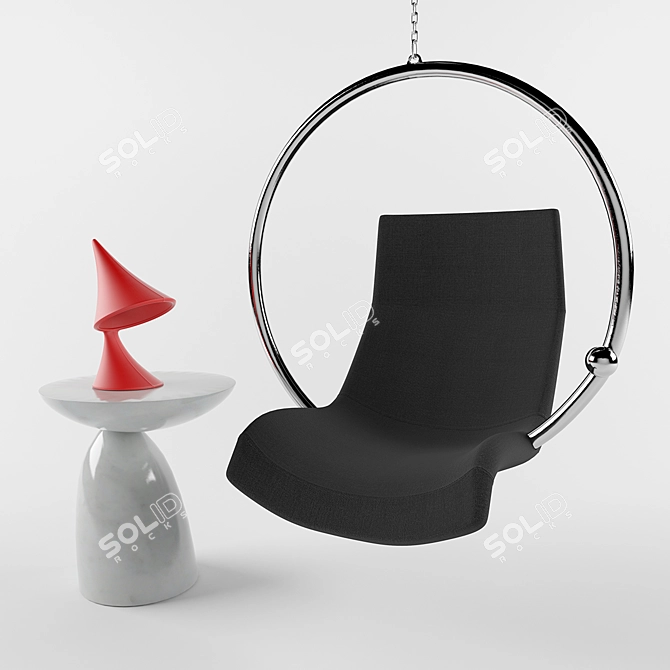 Modern Ring Chair Set: Parabel Table & Nukkumatti Lamp 3D model image 1