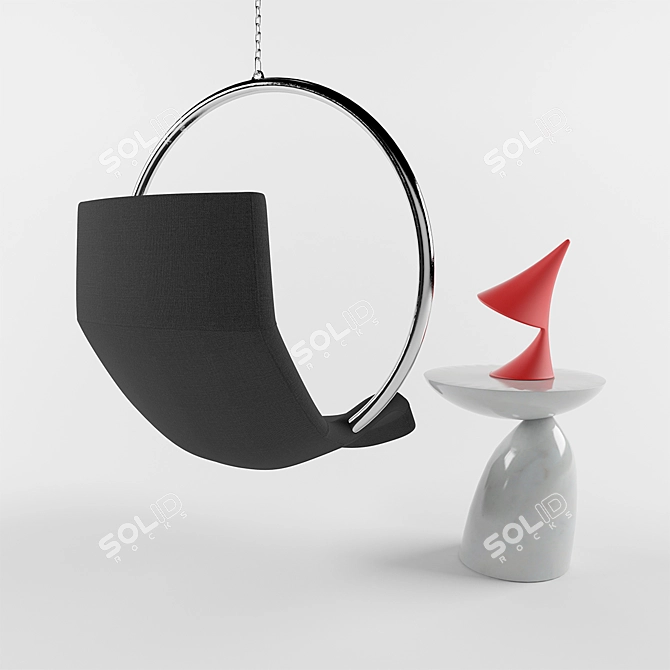 Modern Ring Chair Set: Parabel Table & Nukkumatti Lamp 3D model image 3
